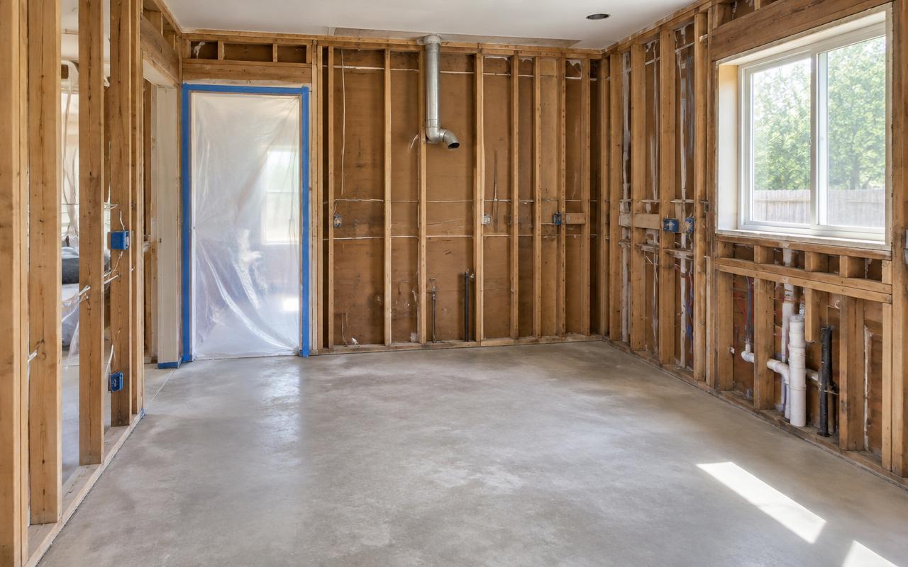 Interior demolition Highland Beach FL — Kitchen demolished to the studs during an interior demolition job in Highland Beach, FL